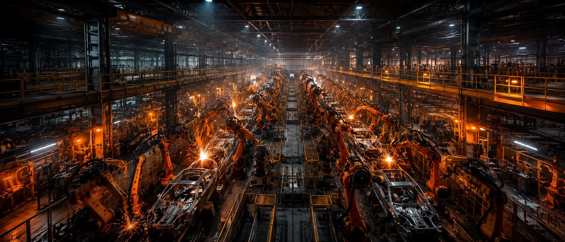 Industrial facility at sunset